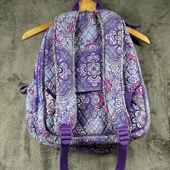 Vera Bradley Campus Tech Backpack Purple Tapestry Bag Bookbag Retired Full Size - Picture 6 of 11